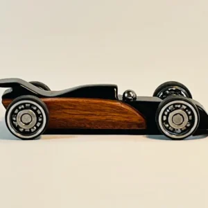 Handcrafted Walnut and Black Acrylic F1 Race Car